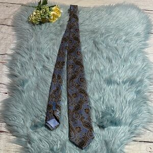 JZ Boulder Silk Paisley Blue Brown Tie